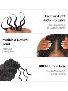 QVR QUEEN VIRGIN REMY QVR Brown Water Wave Feather Crochet Human Hair Extension 1 Pack Pre- Separated Feather Human Hair For Knotless Boho Braids - S4 - View 7