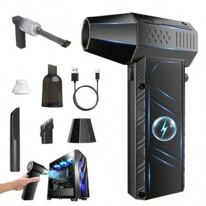 Compressed Air Duster 140000 RPM Rechargeable Air MIni Blower 4-In-1 Vacuum Cleaner Fast Charging Electric Air Duster For Computer Bed Keyboard Outdoors Cars House