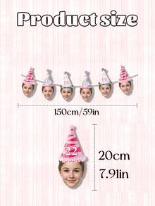 7/14/21件客製化生日帽橫幅，可個性化照片橫幅含客製姓名與年齡，氣球風格派對裝飾，單身女派對乙烯基背景布 - 粉色 - 查看 6