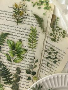 40pcs/Pack Green Plant & Leaf Stickers For Scrapbooking, DIY Crafts