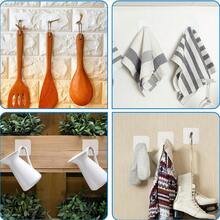 10个装现代壁挂式实用挂钩 - 安装简便，强力粘胶，无需打孔，防水塑料材质，可悬挂图片、相框、海报、钟表等，适用于厨房和浴室等场所的多功能挂钩。 - 彩色 - 查看 6