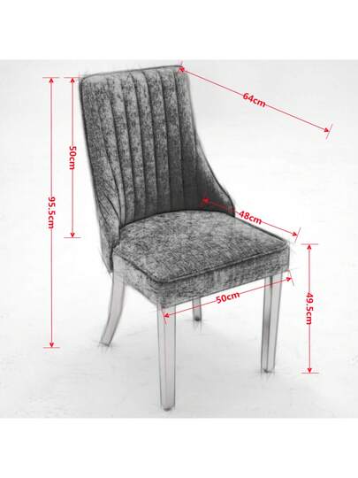 Flocked Chenille Rayon Dining Chairs, Com Tafel Kitchen Stoel Fabric Upholstery Goud Stainless Steel Legs, Set Of (Black). view 10