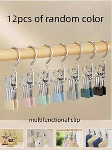 6pcs/12pcs Stainless Steel Coated Clothespins, Random Colors, Rust-Proof Clips, Multi-Purpose Hanging Hooks For Home, Laundry, Snacks, Hats, Socks, Shorts, Fabrics, Portable Single Clothespin For Organizing Clothes And Accessories In Small Spaces, Ideal For Laundry Rooms, Kitchens, Closets, Balconies, Dorm Rooms, Picnics, Camping, Travel, And Craft Projects, Non-Slip Grip, Weather-Resistant, Quick-Drying, Lightweight Portable Clips For Indoor And Outdoor Drying, Secure Hold On Garments, Towels, Bags, And Fabrics, Versatile Clip Set For Home, Office, And Travel Storage Solutions - Random Color - View 11