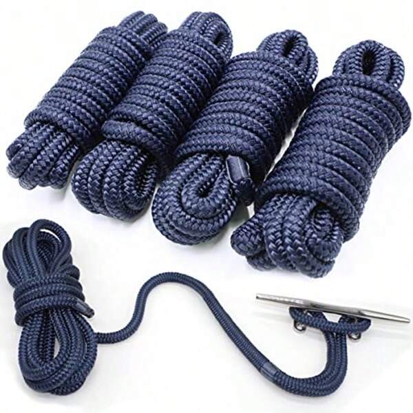 4 Pack 1 2 X 15 Dock Lines MarineGrade DoubleBraided Nylon Dock Line With 12 Eyelet.HiPerformance Boat Rope Mooring Rope Dock Line