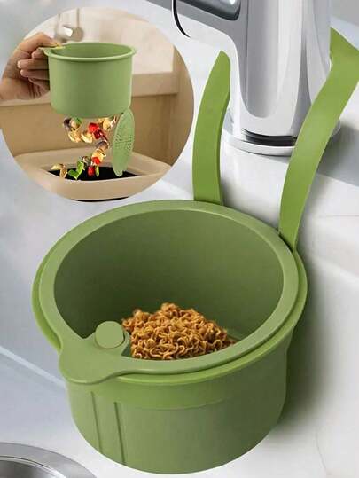 1个装按压式沥水篮多功能厨房置物架水渍过滤器收纳蓝色挂篮水龙头沥水篮可拆卸沥水篮厨房收纳