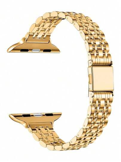 1pc Women's And Men's AppleWatch Band For Apple Watch Stainless Steel I Watch Gold Silver S1-9 S10 Ultra 2 SE With A Removal Tool To Adjust The Lengh Of Strap