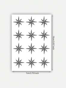 1张持久7-14天的草本临时纹身贴纸，万圣节四角星手部纹身图案，防水个性化酷炫纹身贴纸，男士适用