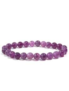 YAUKIA 1件紫色锂云母串珠手链 女士精致迷人配饰 瑜伽冥想 灵性疗愈 减压手链 - 紫色 - 查看 12