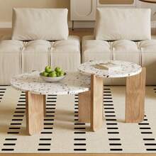 Modern Modular Coffee Table, Side Table, Coffee Table Set For Living Room, Sofa Side Table And Balcony, Set Of 2 - Natural Color - View 4