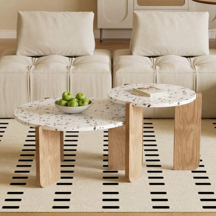 Modern Modular Coffee Table, Side Table, Coffee Table Set For Living Room, Sofa Side Table And Balcony, Set Of 2 - 自然色 - 查看 4