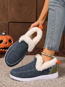 Women's Winter Snow Boots Warm Waterproof Anti-Slip Thick Sole Cute Retro Boots - Blue - View 3