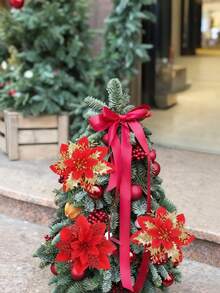 15pcs/Set Christmas Tree Flowers (5 Flowers + 5 Stems + 5 Clips) - No Power Needed, Easy To Hang, Durable Plastic Holiday Decor, Suitable For Christmas, Weddings, Parties Indoor/Outdoor Use, Elegant Floral Decoration, Home Decor, Reusable Decorations, Artificial Flowers, Christmas Decorations, Holiday Event Supplies, Special Occasion Gifts - Multicolor - View 3