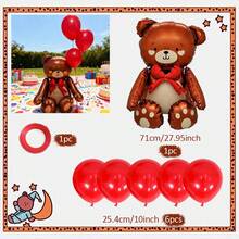 1个/13个71厘米可爱坐姿小熊铝箔气球,带金色蝴蝶结 - 搭配10英寸象牙色、香槟色、肤色乳胶气球。可爱的坐姿设计,适合生日、周年纪念、婚礼、情人节派对装饰、圣诞节装饰、婚礼仪式、节日庆典,可重复使用,轻便易携,是活动用品和庆祝活动的理想之选。 - 彩色 - 查看 19