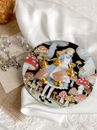 Nail Art Decorations - Colorful Printed Cartoon Butterfly & Princess Design Metal Magnetic Nail Art Base Plate With Various Nail Tips, Korean Nail Art Display Rack, Photography Props And Accessories, DIY Personal Supplies