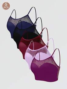 EMUPER 5pcs/Set Women Mesh Breathable Sexy Crisscross Front Closure Bra Lingerie - Multicolor - View 2