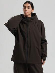 一件男女通用滑雪服/外套，女士冬季连帽登山服，带透气腋下拉链和防丢拉链口袋，男士单板滑雪户外外套，适合户外活动和冬季滑雪，结构加固，功能性滑雪装备，耐用雪地装备，女士滑雪服 - 咖啡棕 - 查看 10