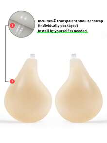 Sujetador adhesivo de color albaricoque - Material de bio-gel (adhesión fuerte, amigable con la piel), levantamiento y recogida del busto, lavable y reutilizable | Ideal para bodas/fiestas/citas/trajes sin espalda y playa, opción de regalo perfecta