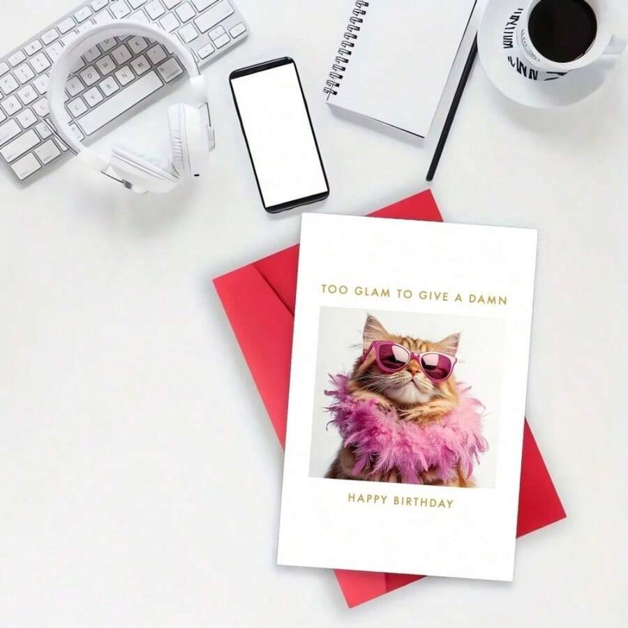 1 Pc Funny Cat Birthday Greeting Card Unique Pet Owner Gift Perfect For Friends Family Dog Cat Lovers Multi Occasion Use As Wedding Party Christmas Card Thank You Card Birthday Card With Matching Envelope - Nhiều màu - Xem 1