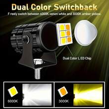 4PCS Dual Color LED Light Pods – Yellow & White Beam, 12–80V Universal Spotlights For Motorcycle, E-Bike, ATV, Truck, Mini Car, Off-Road Lighting – High Lumen, Compact Design, No Battery - 4PCS Dual Color LED Light Pods - View 3
