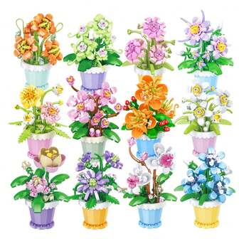 6+ Micro Bead Flower Eternal Flower Plant Pot Assembly Puzzle Toy, Realistic Decorative Flower, Children's Educational Toy, 3D Puzzle, Gift For Girls, Mother's Day, Holidays, Christmas, Father's Day, New Year