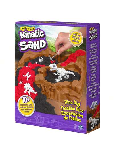 Spin Master Kinetic Sand 6055874 Dino Dig Playset With 10 Hidden Dinosaur Bones To Discover, For Kids Aged 6 And Up