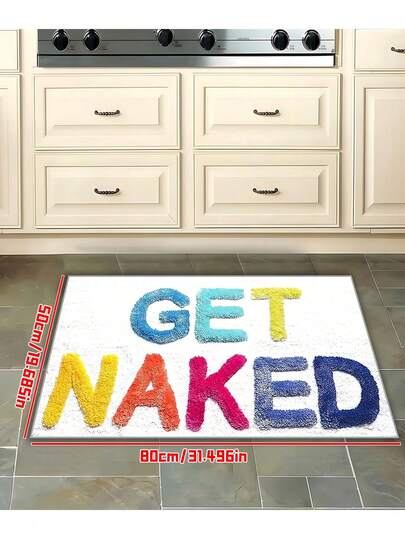 Funny Bathroom Mat - Soft Microfiber, Non-Slip, Machine Washable Bathroom Rug, Beige With Colorful Text - Perfect Gift For Girlfriend, Christmas, Halloween, Thanksgiving