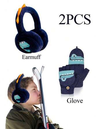 2pcs Kids Foldable Hamburger Earmuffs, Solid Color Earmuffs, Winter Cold-Proof And Freeze-Proof Plush Earmuffs, Stretchable Earmuffs, Warm Gloves