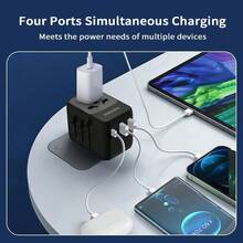 PHILIPS Multi-Country Travel Adapter Kit With 4 USB Smart Ports, Suitable For Business Travelers And Families, Desktop Charging Station, Compatible With Most Common Specifications. SPB1005B/93