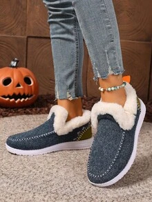 Women's Winter Snow Boots Warm Waterproof Anti-Slip Thick Sole Cute Retro Boots - Blue - View 6