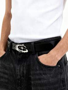 1 pieza Cinturón con hebilla en forma de cruz y estrella, cinturón de hombre versátil y de moda, adecuado para estudiantes jóvenes, uso diario y discotecas, cinturones para hombres, cinturones, cinturón con tachuelas, Y2K, cinturón vaquero - multicolor - Ver 3