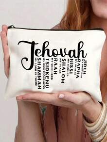 1个基督教化妆包，耶稣印花化妆包，上帝字母印花化妆包，“信仰战胜恐惧”基督教印花化妆包，拉链多功能收纳包，基督教礼物，送给女性女孩的礼物，基督教礼品袋，励志礼物，感谢礼物化妆包，适用于旅行、商务、度假、日常、运动、健身、沙滩等场合，化妆包/洗漱包/旅行必备/邮轮必备/度假必备，男女皆宜 - 米色 - 查看 9