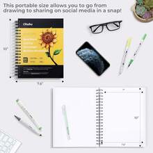 Ohuhu Marker Pads Art Sketchbook, 7.6"X10" Large Paper Size, 120LB/200GSM Heavy Smooth Drawing Papers, 60 Sheets/120 Pages, Spiral Bound Sketch Book For Alcohol Markers Christmas Gift - 7.6"x10" - 查看 5