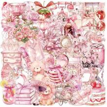 50PCS Pink Transparent Stickers Vinyl Aesthetics Stickers For Scrapbooking, Diary, Laptop, Bumper, Skateboard, Water Bottle, Computer, Phone, Cartoon, Hard Hat, Car Stickers And Decals - Hồng - Xem 1