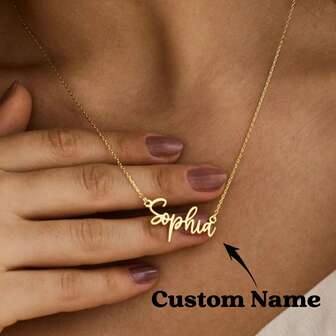 Collar con nombre personalizado chapado en oro de 18K, collar con nombre elegante, collar de mujer, joyería personalizada, regalo de 18 cumpleaños, regalo del Día de la Madre, oro, de moda, multicolor, retro, minimalista, unisex, casual, lindo, personalizado, único, regalo ideal para él, regalo ideal para ella, novio, novia, papá, mamá, familia, amigos, aniversario, cumpleaños, graduación