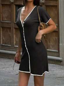 Robe de mode, bicolore, tissu confortable et doux, Noël Nouvel An