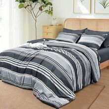 Pieces Comforter Set, Striped Bed In A Bag, Charcoal Stripe Bedding, 18 Deep Pocket All Season, Ultra Soft Bedding Sets With Comforter, Sheets, Pillowcases & Shams, Luxury Cozy Bedding Very Beautiful PKZD - 炭灰色01 - 查看 2