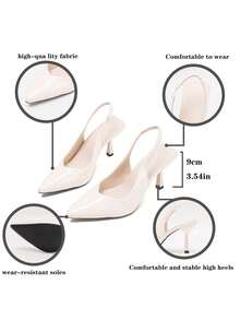 أحذية كعب قطة للنساء، كعب عالي بتصميم أصبع قدم مدبب من جلد لامع، كعب إبرة أحمر أحذية زفاف، أحذية وصيفة العروس، أحذية أنيقة متعددة الاستخدامات لسيدة راقية، صنادل بحزام الكاحل - بيج - مشاهدة 5