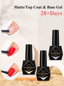 FOUR LILY 3-Piece No-Wipe Gel Nail Polish Set, Includes Base Coat And Top Coat, Glossy And Matte Finish, Long-Lasting And Removable, Perfect Gift For Women - Clear - View 1