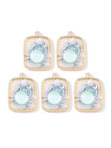 Set de 5 colgantes con diseño de medusa/cangrejo/estrella de mar, con estilo de pintura al óleo vintage con temática oceánica, combinando un estilo retro y de vacaciones, adecuado para hacer collares, pulseras, llaveros, encantos de bolso, accesorios de joyería para vacaciones en la playa