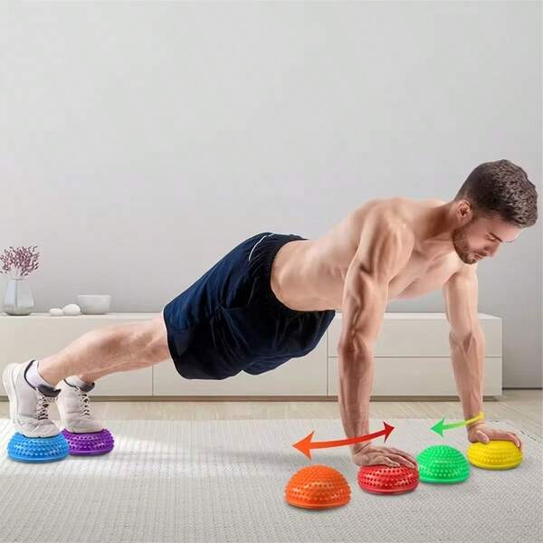 5 piezas Pelotas de equilibrio, masaje y fitness de colores vibrantes y mezclados, con forma de erizo y lichi, estabilizador de núcleo, adecuado para yoga, fitness, gimnasio, colores aleatorios: Almohadilla de equilibrio con forma de erizo, equipo de Pilates, accesorios de fitness, superficie texturizada, agarre antideslizante, textura suave, herramienta de asistencia para ejercicios, para usuarios de fitness en el hogar