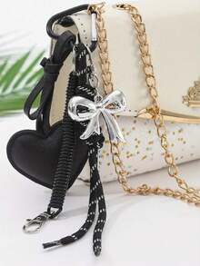 女士 PU 皮革钥匙扣，带心形装饰、花尾、蝴蝶结、编织绳、弹簧夹、弹簧扣，高端装饰包包配件、包包挂件、吊坠、汽车挂件、日常用品，完美的节日礼物、生日礼物，适合恋人、家人、朋友、同学、同事、老师 - 彩色 - 查看 3