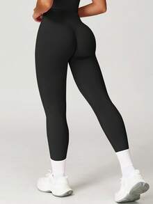 Yefecy 女士瑜伽紧身裤 - 高弹速干运动裤，适合徒步、攀岩和健身房运动 - 黑色 - 查看 5