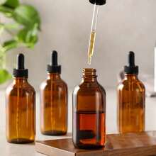 AOZITA 4 Pack 100ml Leakproof Dropper Bottles With Funnel Labels Dark Amber Glass Essential Oils Bottles For Personal Care Health Beauty 3.4oz Thick Glass Tincture Bottles With Eye Droppers Storage - 彩色 - 查看 10