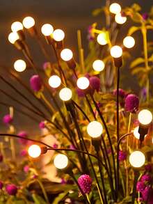 1pc 6L/8L/10L 70cm High Warm Color Firefly Round Ball Solar Powered Lights, Constant On + Flashing, Christmas Firefly Solar Powered Decorative Ground Lights, Outdoor Solar Powered Decorative Lights, Garden Christmas Solar Lights, Yard Firefly Lights, Fairy Lights, Holiday Decor Solar Powered LED Lights, Home Decor Solar Lights, Outdoor Party Solar Powered Ground LED Lights, Camping Lights - Yellow - View 11