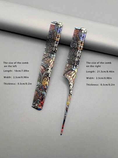2pcs/Set Hair Stylist Brush Set, Graffiti Pattern Design Combs, Suitable For Short To Medium Hair Cutting, Styling, Professional Salon Hairdresser Essential Tools