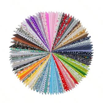 100pcs 9.84"X9.84" 100% Cotton Floral & Polka Dot Patterned Fabric, Soft Quilting Fabric Suitable For Christmas, Easter, Halloween, Spring Festival Gifts, Decorations, DIY Sewing, Dolls, Crafts, Home Decor, Gift Wrapping With Tassel Details