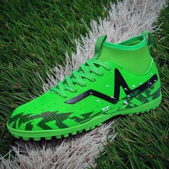 1 Pair Adult, Youth, Student High-Top Outdoor Soccer Cleats, Non-Slip, Durable TF Spikes For Artificial Turf, Sand, Natural Grass, Indoor Court, Men's Football Training Shoes With Laces, Small Size Women's Soccer Shoes, Lightweight, High-Performance, Anti-Slip Design, Professional Soccer Boots