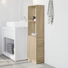 vidaXL Schmaler Badschrank Mit Rollen, Sonoma-Eiche Holzwerkstoff - Giallo - Visualizzare 3
