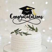 Congratulations 2025 Graduation Cake Topper,Congrats Grad Cake Decor - 2025 High Schoolsss/College/Senior Graduation Party Decorations Supplies (Black Gold){Inchcolor_nameinch:InchBlackGold(1)Inch} - Vàng đen(1) - Xem 7