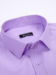 Men's Breathable, Non-Sticky Dress Shirt, Easy To Wash And Dry, Ideal For Work, Meetings, And Everyday Wear - 淡紫色 - 查看 1